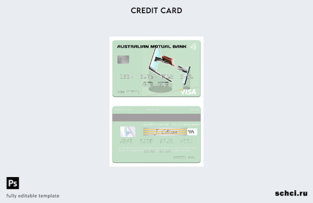 скачать в цифровом формате шаблон карты Visa Australia Australian Mutual Bank